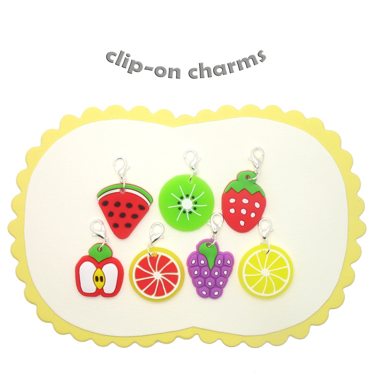 Planner Charm Set, Fruit Clip-On Charms with Clasps, Set of 10 Dangles,  Adorabilities